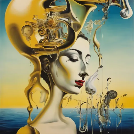 Prompt: music, girl, Salvador Dalí style vision, surrealist, dreamlike, precise, melting