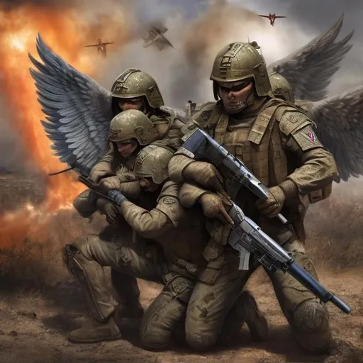 Prompt: Angels of war fighting for Israel 
