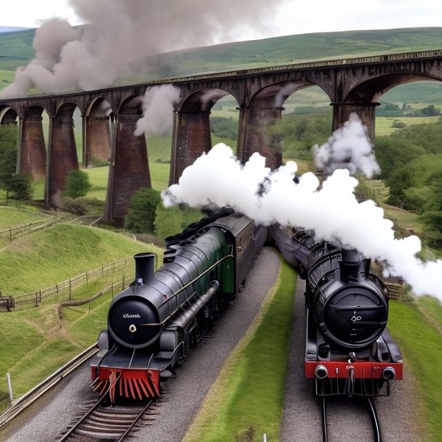 Prompt: picture of steam train and bridge