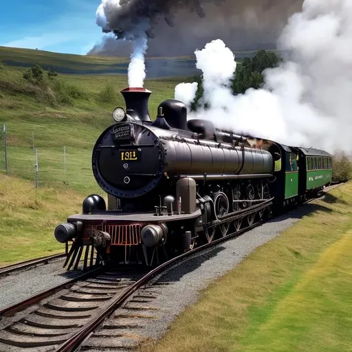 Prompt: picture of steam train and bridge