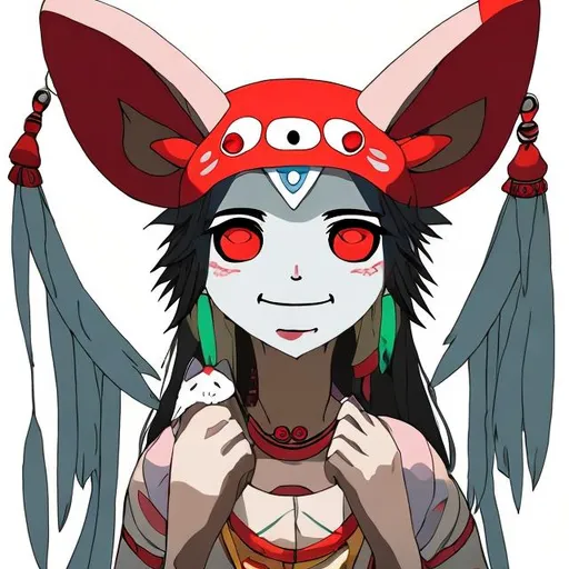 Prompt:  mononoke hime female smiling happy  