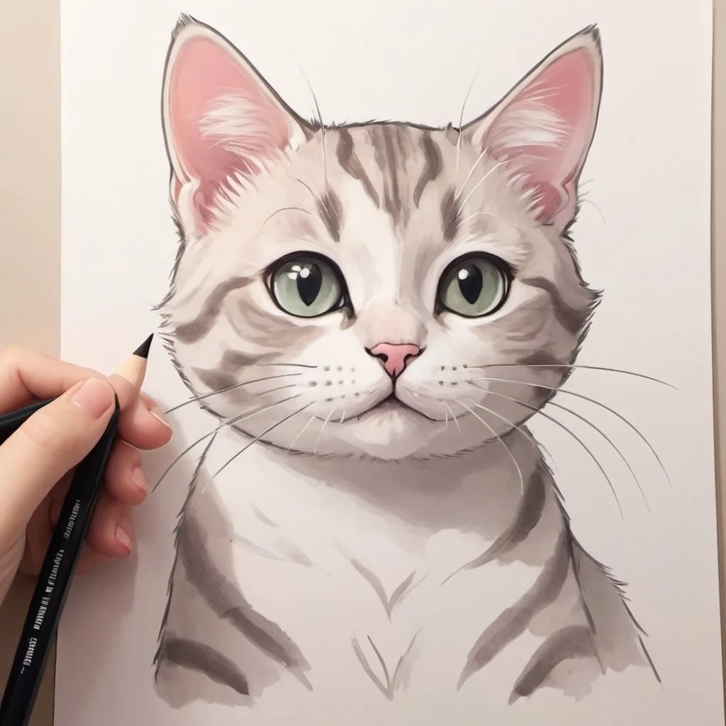 Prompt: draw me a cute cat in a art style that I can draw in real life simple kawaii
