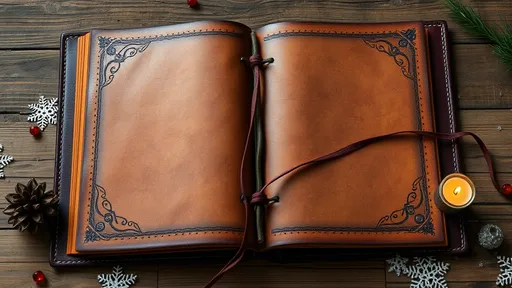 Prompt: Leatherbound Pages of a Gothic Family Christmas Journal. blank pages ready to be written in