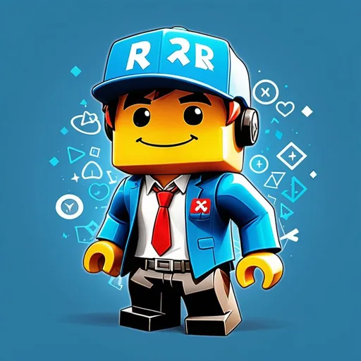 Prompt: Cartoon-style illustration of a Roblox character, high quality, colorful, playful, math-themed and detailed clothing, fun expression, pure background color