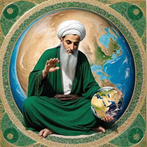 Prompt: Imam Ali creating the earth with his hands 