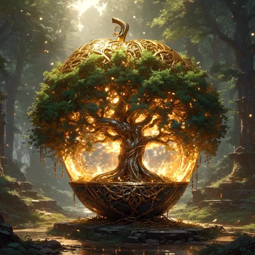 Prompt: <mymodel> golden apple of yggdrasil 