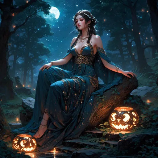 Prompt: <mymodel> beautiful greek goddess of pandas in the woods underneath the starry skies.