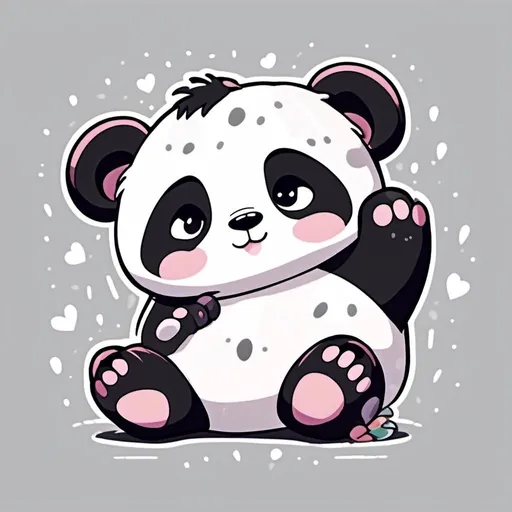 Prompt: <mymodel>Cute Panda paw print, digital art, playful and adorable, high quality, cartoon style, black and white, soft lighting, cute, playful, detailed fur, charming, endearing, digital painting, panda, paw print, best quality, highres, cartoon, black and white, adorable, soft lighting