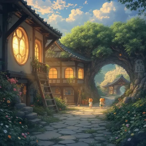 Prompt: Convert this to ghibli image which looks imilar to realistic also and so cute