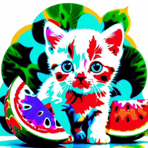 Prompt: generate an AI image of watermelon colored kitten