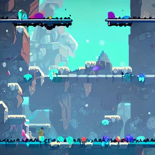 Prompt: celeste game, tv series, cinematic shot boss fight