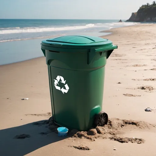 Prompt: trash can in the beach 8k