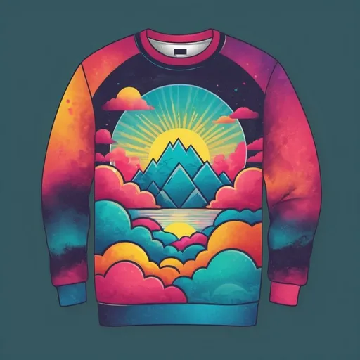 Prompt: Abstract Good vibes design for a sweatshirts