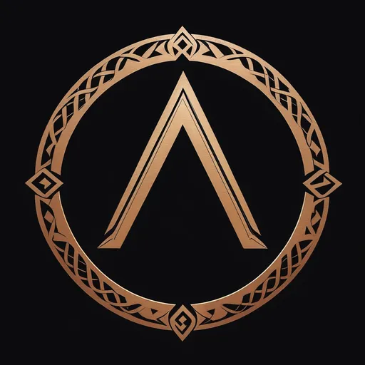 Prompt: Create a highly detailed tattoo design , prominently display the Lambda (Λ) symbol, inspired by the example provided, with a bold triangular shape representing the strength and legacy of Spartan warriors. Surrounding the Lambda are four Nordic runes, clearly defined and symmetrically arranged, based on the uploaded references for precision:

Algiz (ᛉ) at the top, depicted as a trident-like figure with clean, sharp lines, symbolizing protection and defense. Reference the uploaded example for accuracy.
Eihwaz (ᛇ) to the right, represented as a vertical line with two small diagonal branches, intricately detailed to symbolize resilience and spiritual endurance.
Thurisaz (ᚦ) to the left, resembling a thorn or a small spear, marked with bold edges for power and active defense, taking inspiration from the provided image.
Tiwaz (ᛏ) at the bottom, as an upward-pointing arrow with strong, well-defined edges denoting courage and honor, precisely matching the uploaded example.
The shield should have a rugged, worn texture resembling aged leather or weathered stone, avoiding metallic finishes to ensure the design translates well as a tattoo. Use a color palette of deep black and vivid red, incorporating strong contrasts to evoke intensity and boldness. Employ shading and gradients for a three-dimensional effect while ensuring the runes and the shield remain crisp and easy to distinguish.
