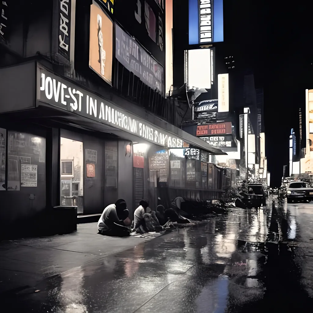 Prompt: a life of poverty in new york at night
