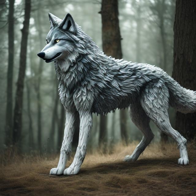 Prompt: a wolf made of  wind in the forest
