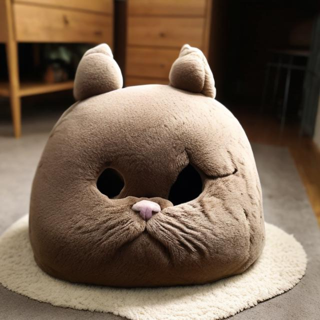 Prompt: a poop shaped as a cat