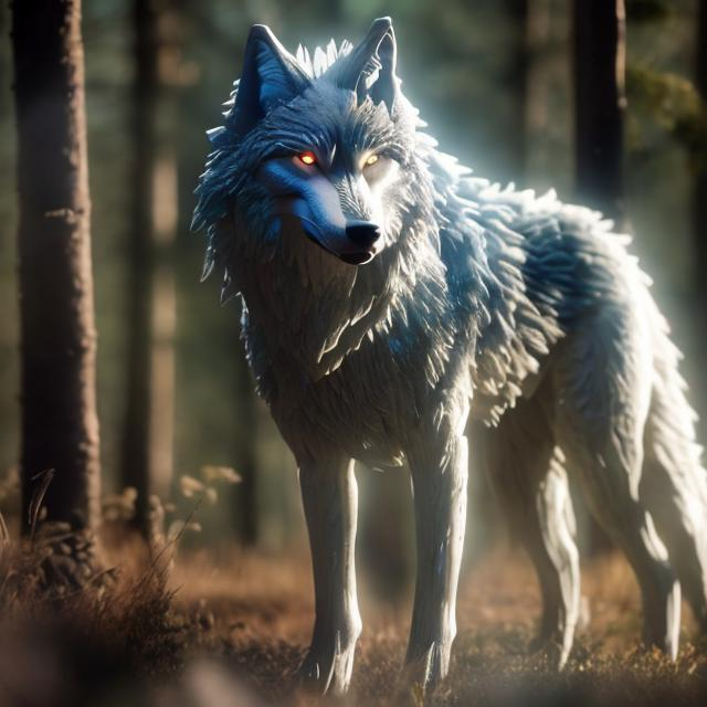 Prompt: a wolf made of  wind that is whit in the forest