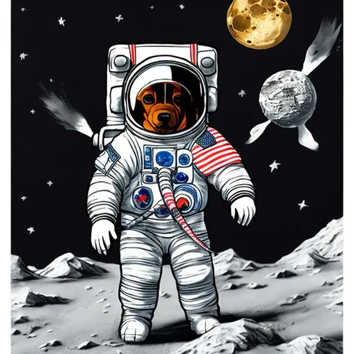 Prompt: a dog astronaut on the moon lots of detail