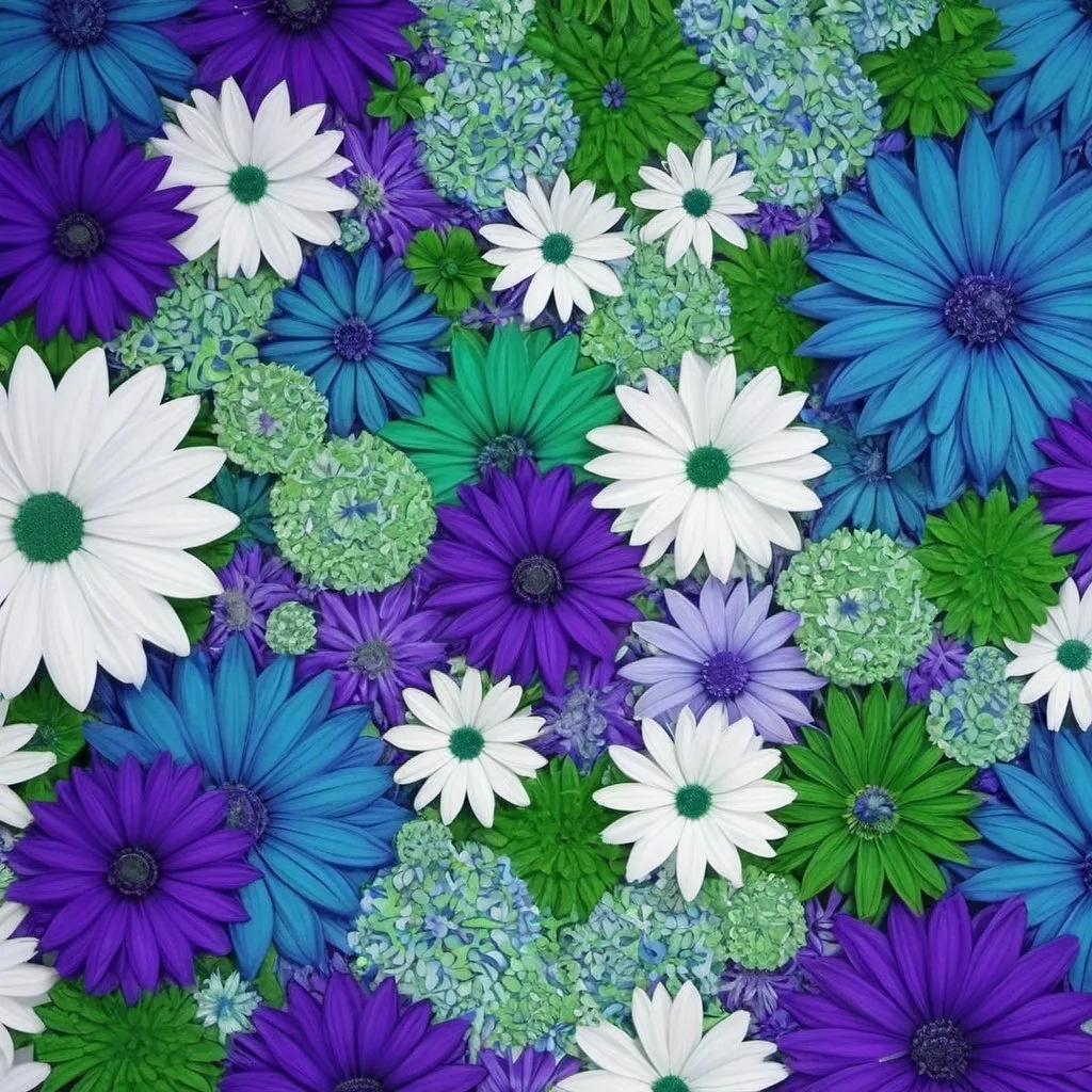 Prompt: blue white green and purple mixed like tidy detailed