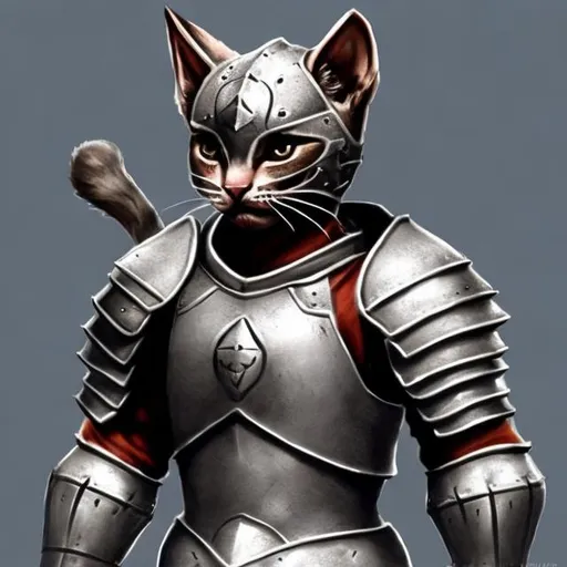 Prompt: warrior kitten in gray armor lots of detail