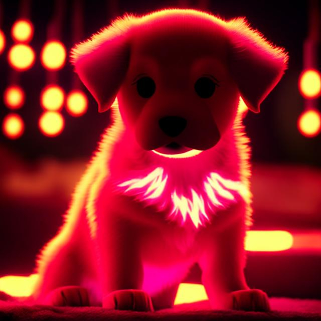 Prompt: a glowing red puppy  anime