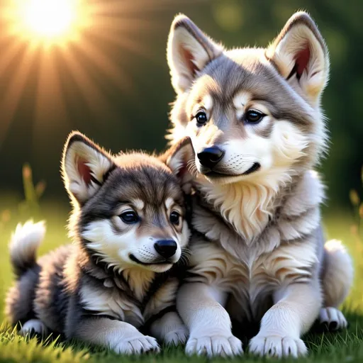 Prompt: (cute wolf cub) siting beside (cute sleepy fox cub) detailed hyper realistic sun set in background they are on the grass beautiful (cute) (cute) the wolf looks like a wolf the wolf looks like a wolf they both only have one head


                       CUTE!!!!!!!!!!