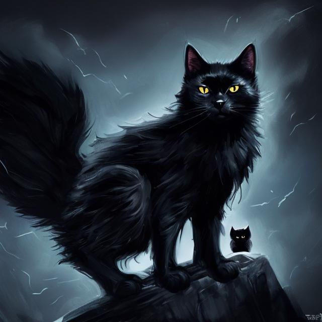 Prompt: a black cat with black wings in a black world lots of detail