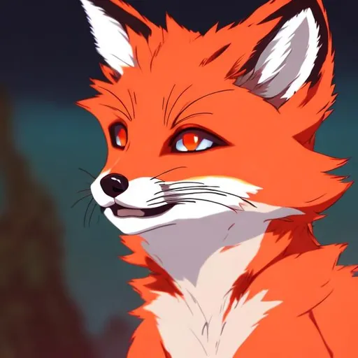 Prompt: a glowing red fox anime