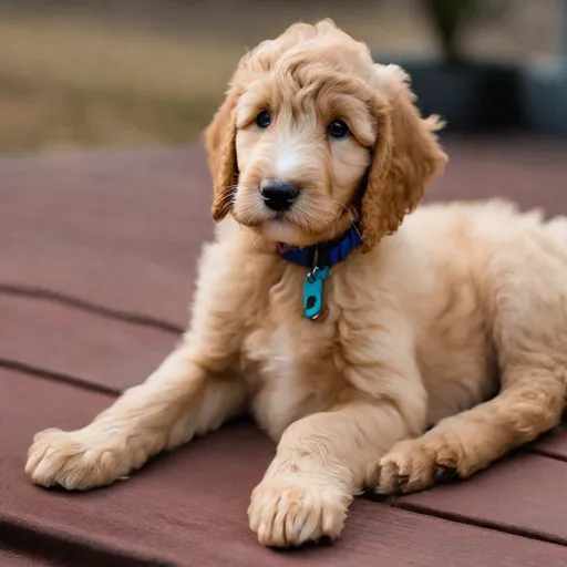 Prompt: a brawn golden doodle puppy