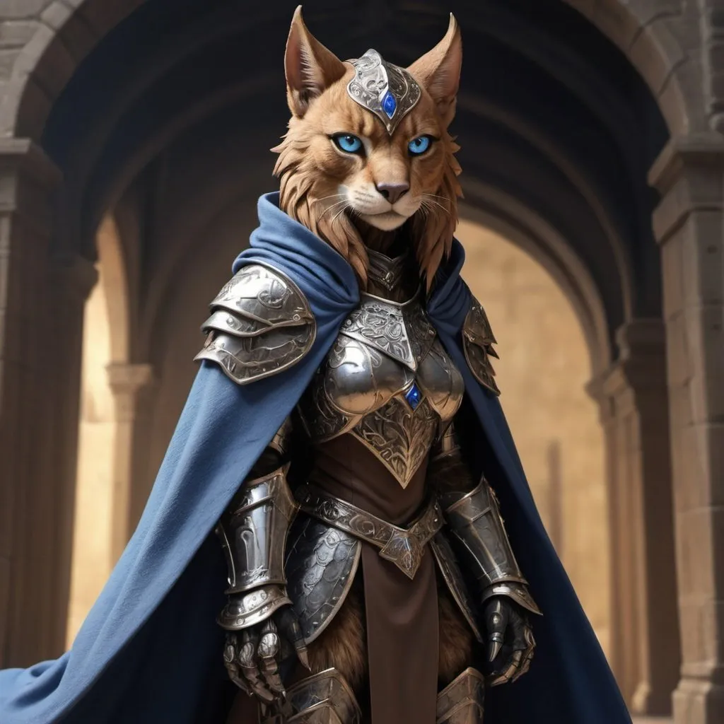 Prompt: (masterpiece),griffin (best quality:1.2), (intricate detail), dynamic angle, looking at viewer, (1female), ((solo)), (((full body))), (slender), (((tabaxi))), (((black and brown fur))), ((blue pupils)), (((light armor))), black armor, ((cloak)), mysterious, ((ominous expression)) griffin
