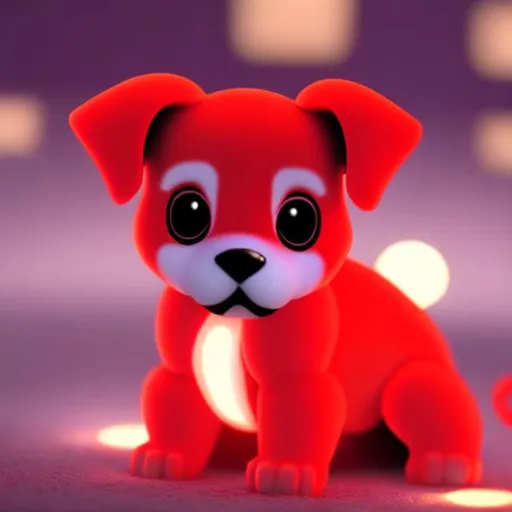 Prompt: a glowing red puppy  anime