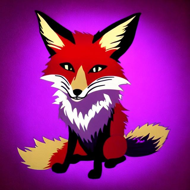 Prompt: fox that's purple with accents of lime sci fi