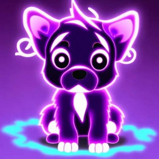 Prompt: a glowing purple puppy  anime