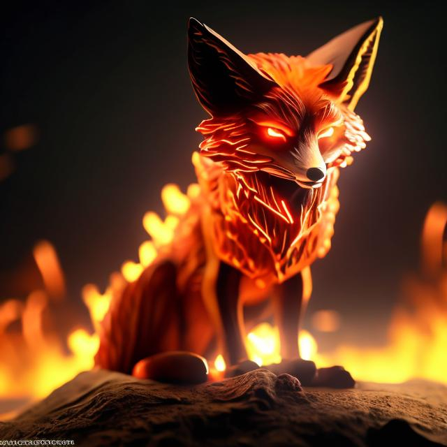 Prompt: fox made of fire detailed futuristic settings
