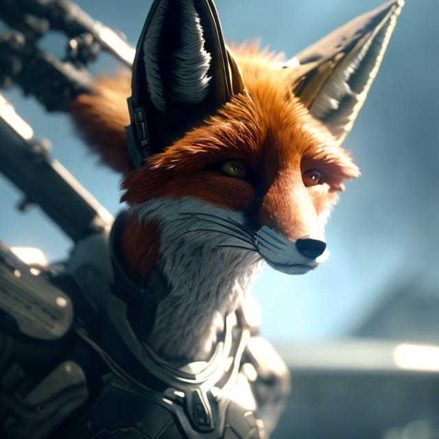 Prompt: fox made of wind detailed futuristic settings sci fi