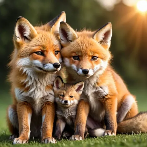 Prompt: (cute fox cub) siting beside (cute sleepy wolf cub) detailed hyper realistic sun set in background they are on the grass beautiful (cute) (cute) the wolf looks like a wolf the fox looks like a fox


                       CUTE!!!!!!!!!!