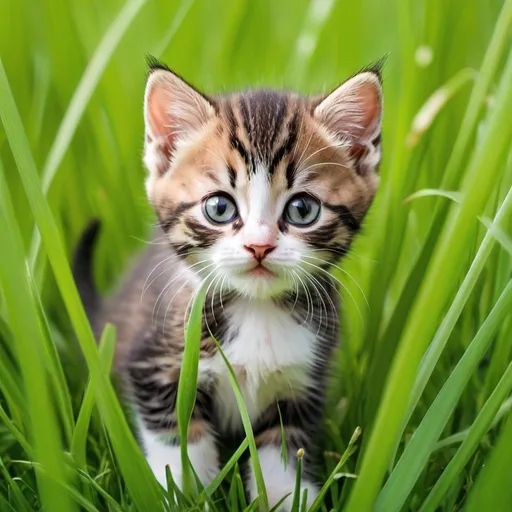 Prompt: CUTE CUTE CUTE cute cute cute kitten in a grass field