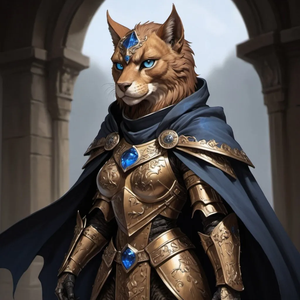 Prompt: (masterpiece),griffin (best quality:1.2), (intricate detail), dynamic angle, looking at viewer, (1female), ((solo)), (((full body))), (slender), (((tabaxi))), (((black and brown fur))), ((blue pupils)), (((light armor))), black armor, ((cloak)), mysterious, ((ominous expression)) griffin
