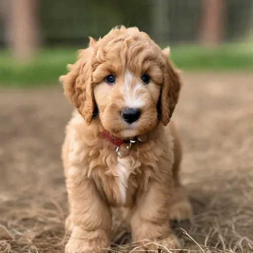 Prompt: a brawn golden doodle puppy