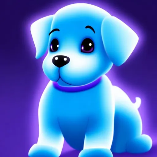 Prompt: a glowing blue puppy  anime