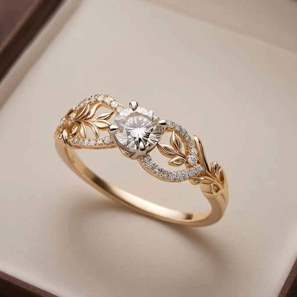 Prompt: a beautiful and more delicate diamond ring, inspired by nature