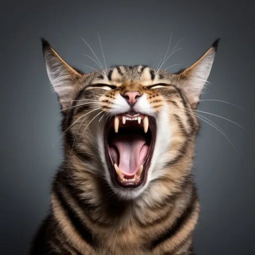 Prompt: cat hollering and screaming to rock music