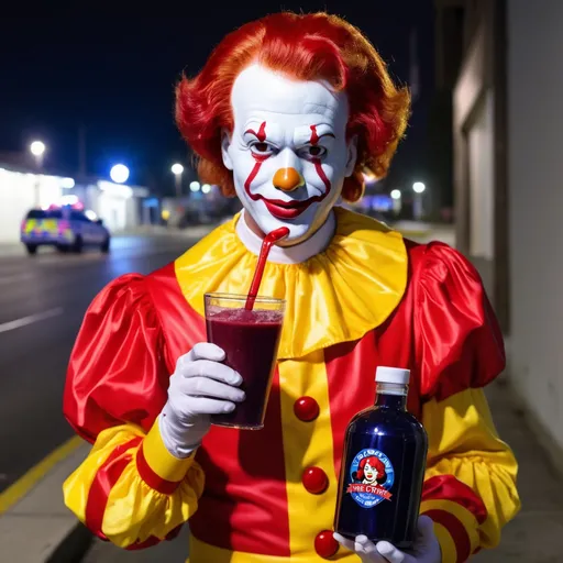 Prompt: drinking ronald mcdonald potion at 3am (police got called)