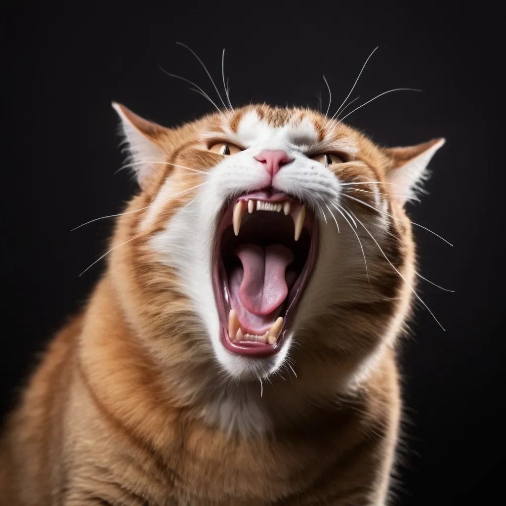 Prompt: cat hollering and screaming to rock music