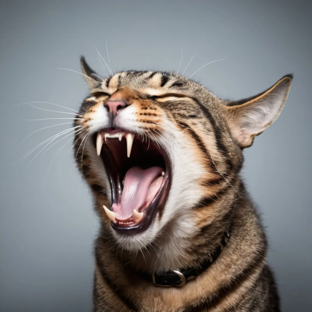 Prompt: cat hollering and screaming to rock music