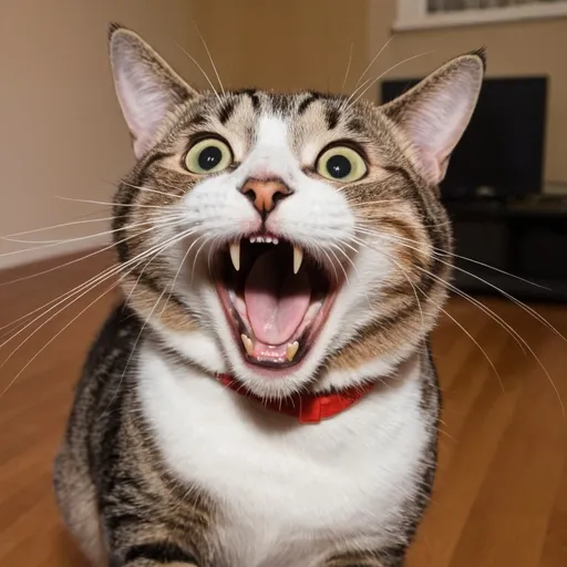 Prompt: exaggerated excited cat