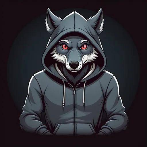 Prompt: Dark Cartoon wolf in hoodie hacking
