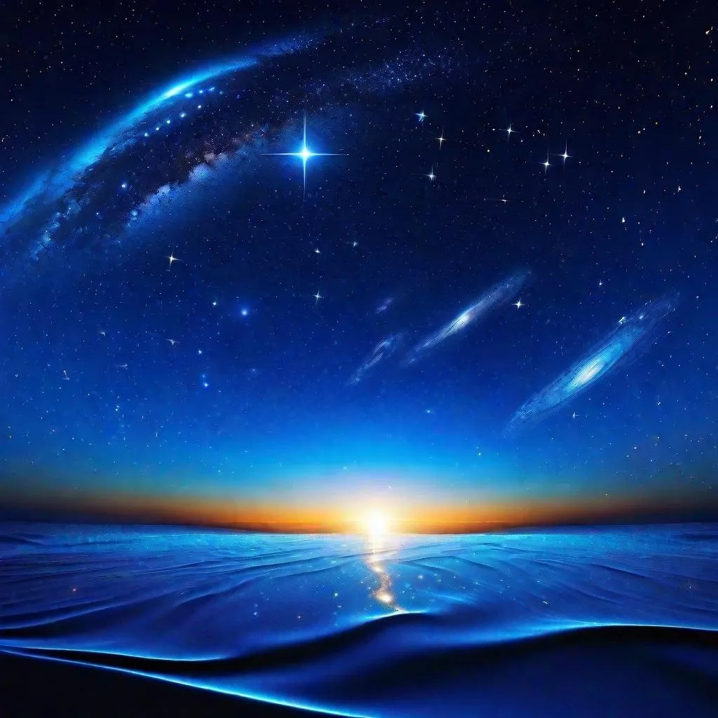 Prompt: thin layer of sea on the fabric of cosmos, vast cosmic ocean, starry sky, galaxies floating in the space, beautiful scenery, cosmic beach in the deep and vast space, deep space vibes, cosmic ocean expanded on the fabric of space and time, blue-ish tone, blue-ish sky, starry space, space, cosmic, science fiction, cosmic beauty, galaxies, stars, ocean, sea, low sea level, 4K, high resolution, full resolution, high definition beauty