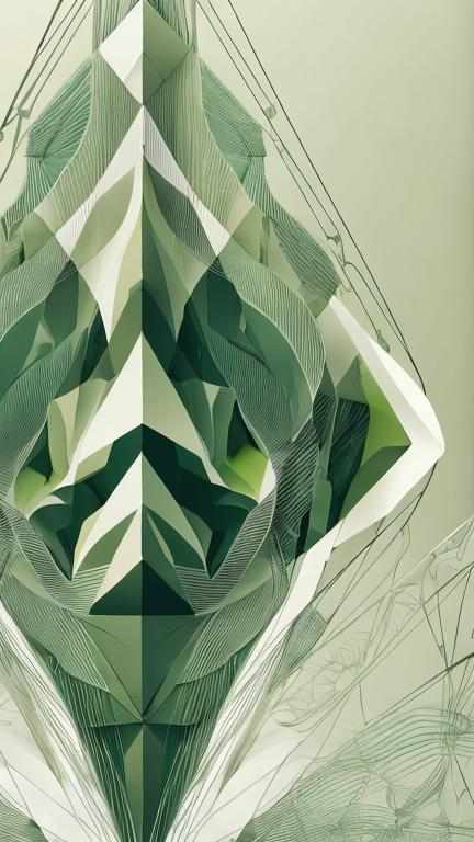 Prompt: Geometric design with nature-inspired, clean lines, detailed anatomy, high quality, cream, green, yellow, black, 16:9 aspect ratio, 1080x1920 sizing, nature-inspired, geometric, detailed anatomy, clean lines, high quality